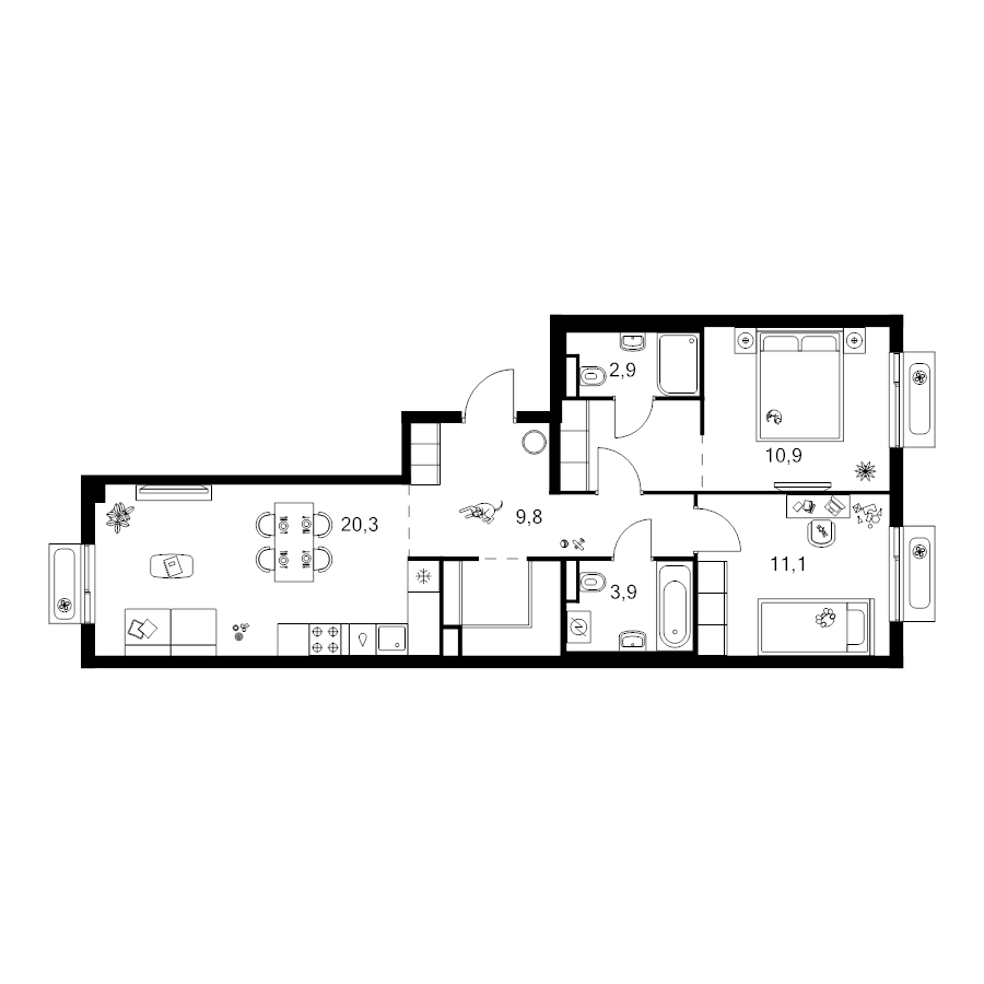 3 ккв (Евро) 67,2 м²