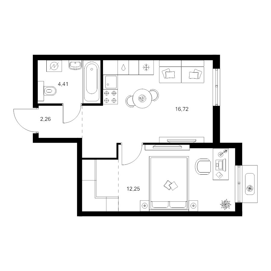 2 ккв (Евро) 38,7 м²