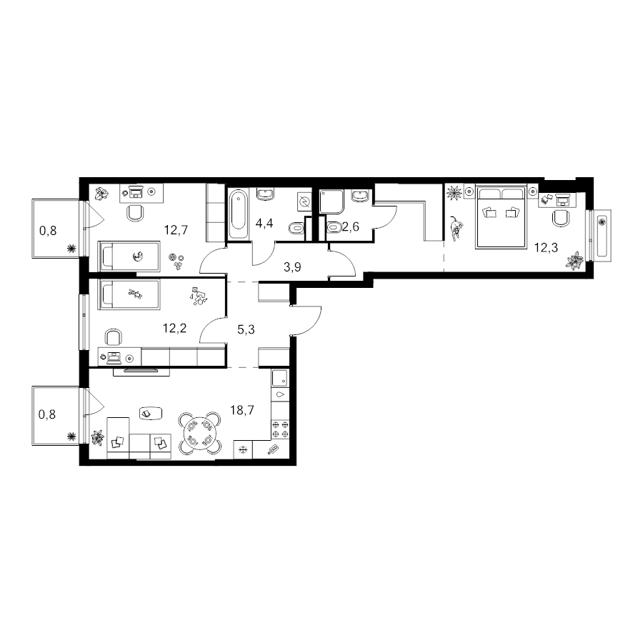 4 ккв (Евро) 81,4 м²