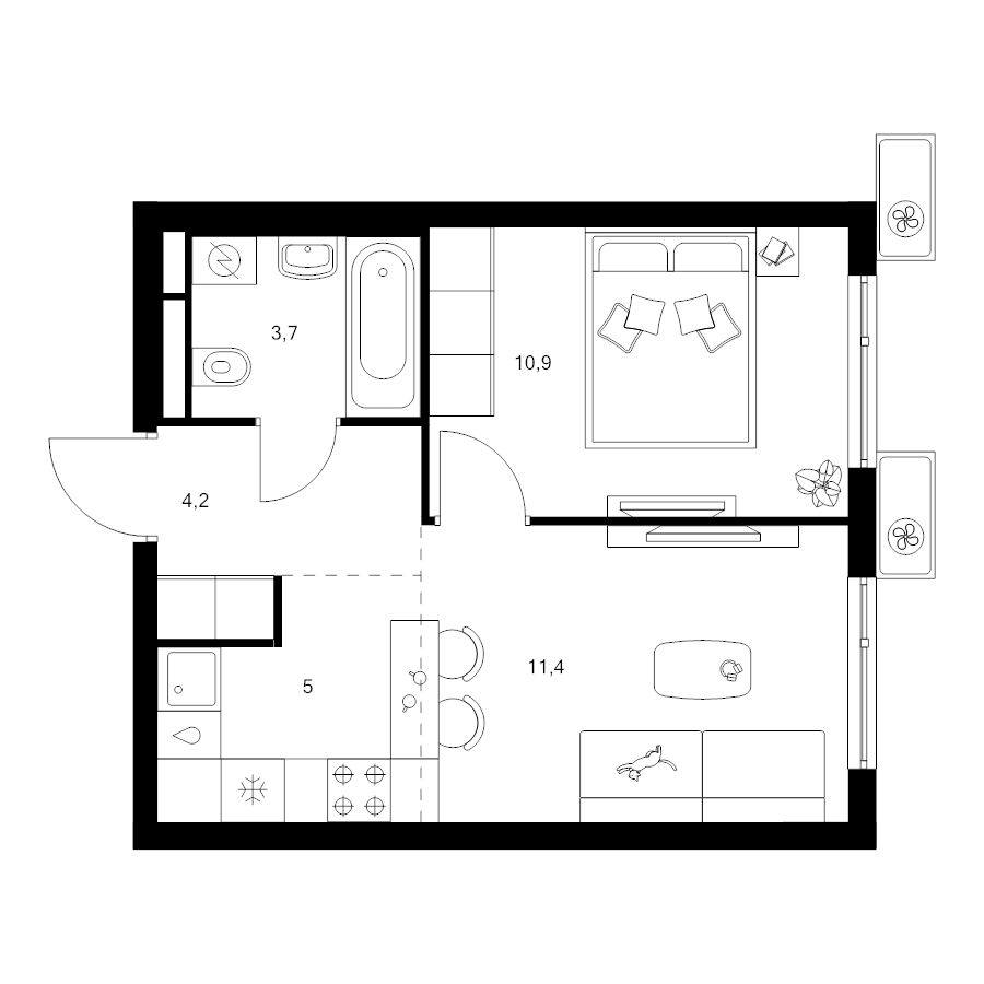 2 ккв (Евро) 35,2 м²