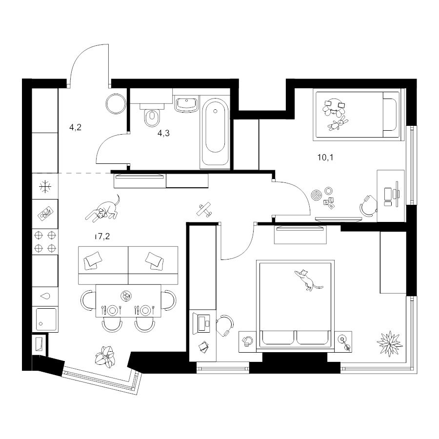 3 ккв (Евро) 51,1 м²