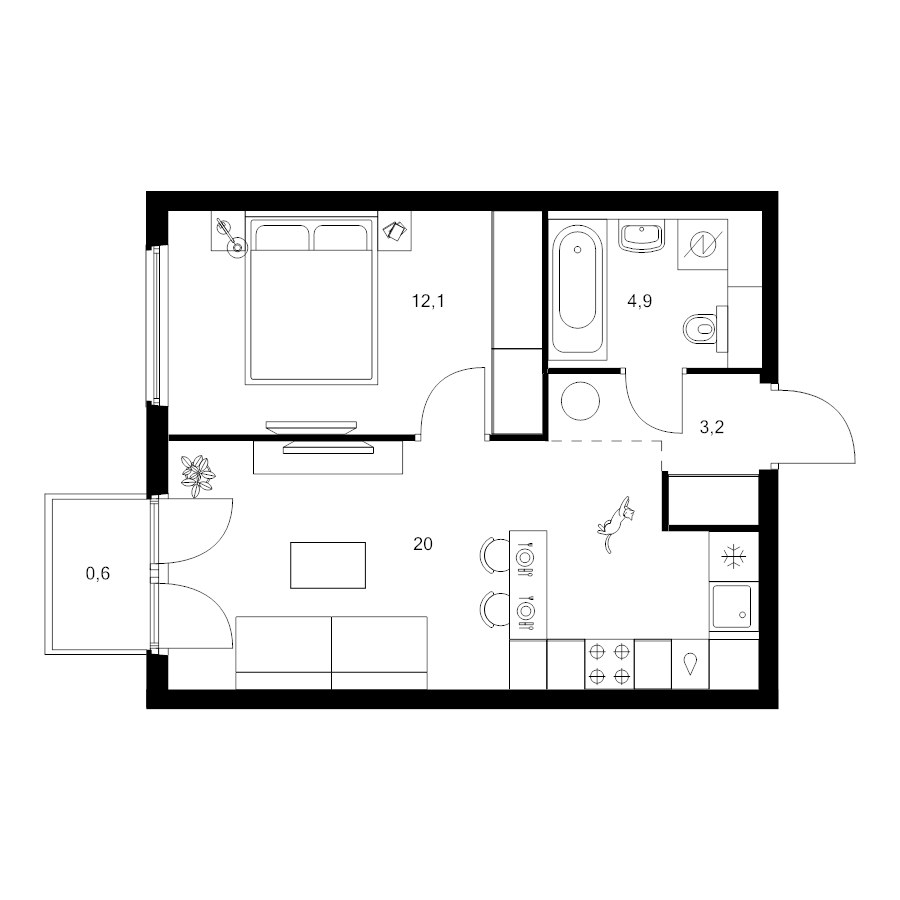 2 ккв (Евро) 40,8 м²