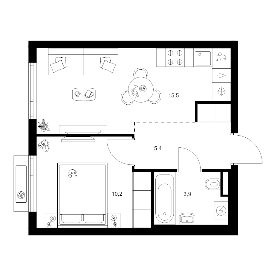 2 ккв (Евро) 35 м²