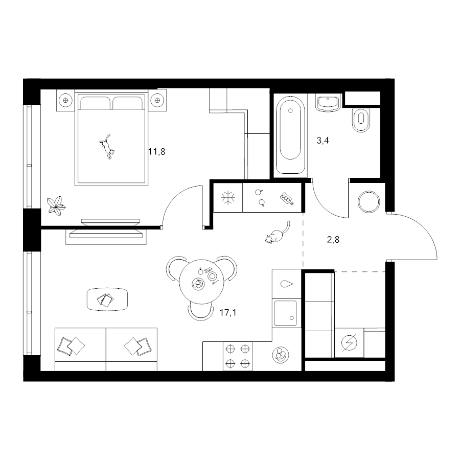 2 ккв (Евро) 38,1 м²
