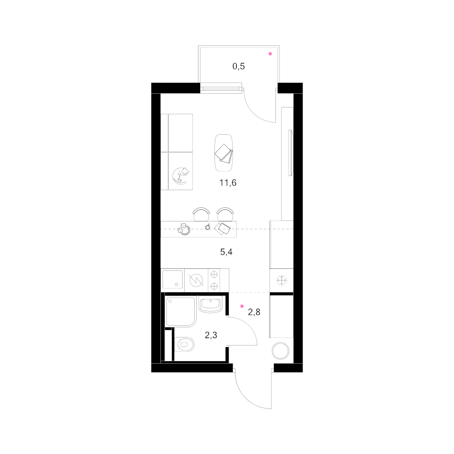 Студия 22,6 м²