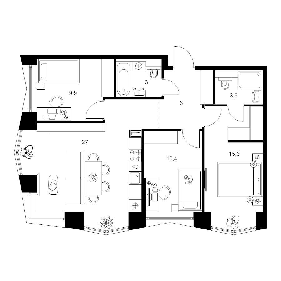 4 ккв (Евро) 75,1 м²