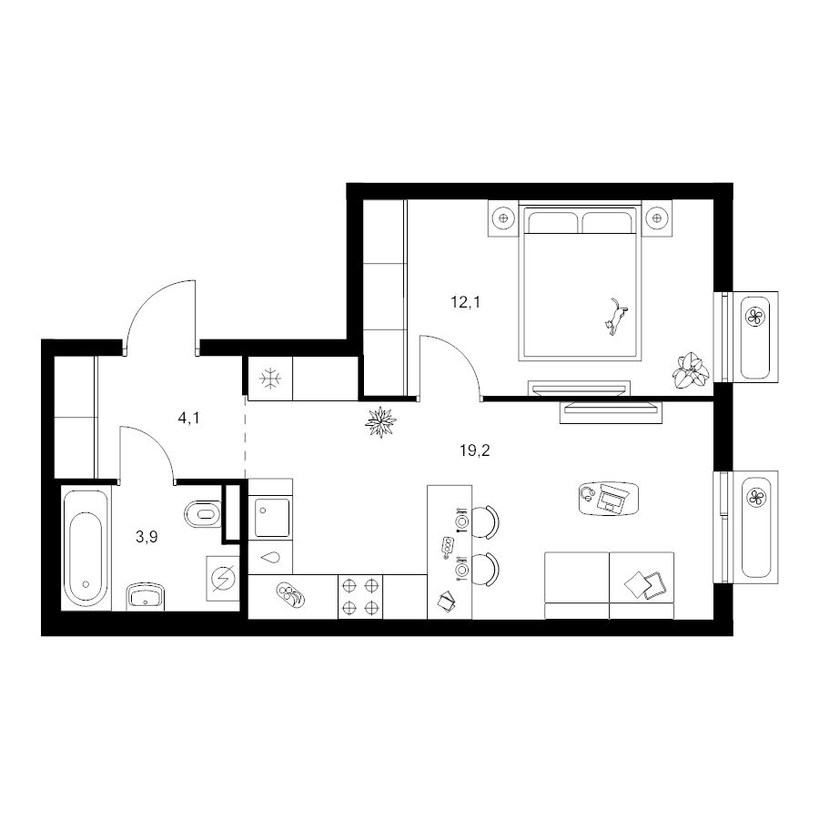 2 ккв (Евро) 39,3 м²