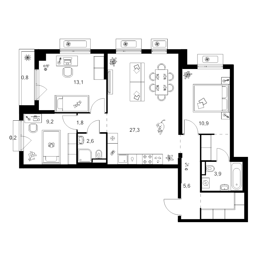 4 ккв (Евро) 81,8 м²