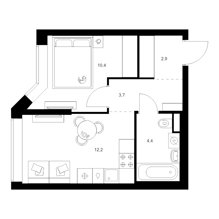 1 ккв 33,6 м²