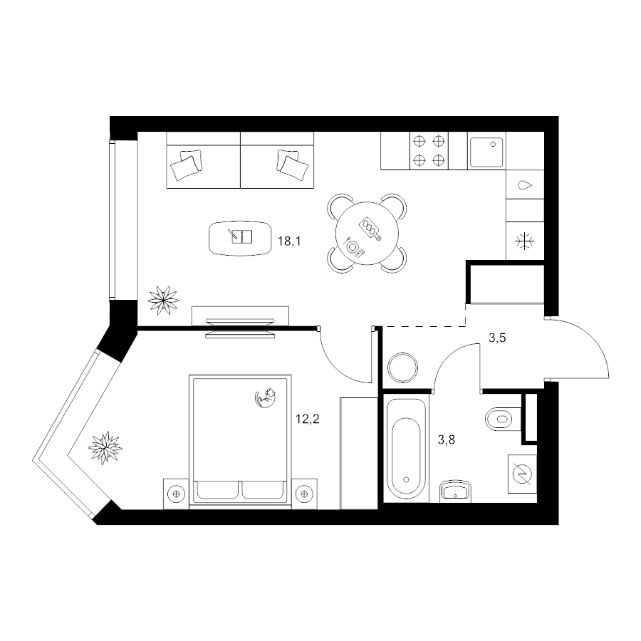 2 ккв (Евро) 37,6 м²