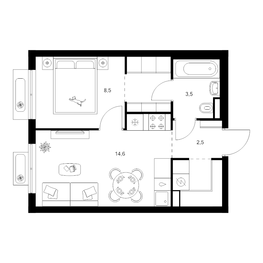 1 ккв 35,3 м²