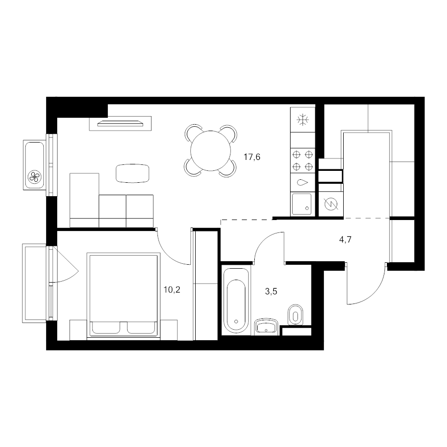 2 ккв (Евро) 41,9 м²