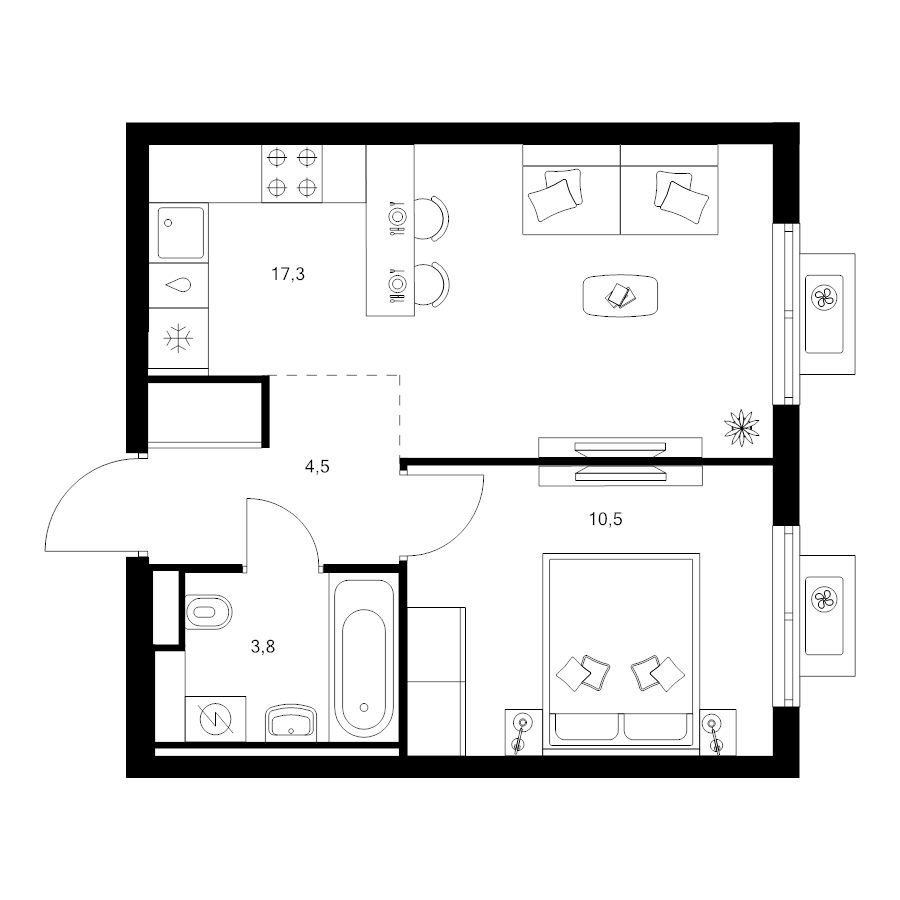 2 ккв (Евро) 36,1 м²
