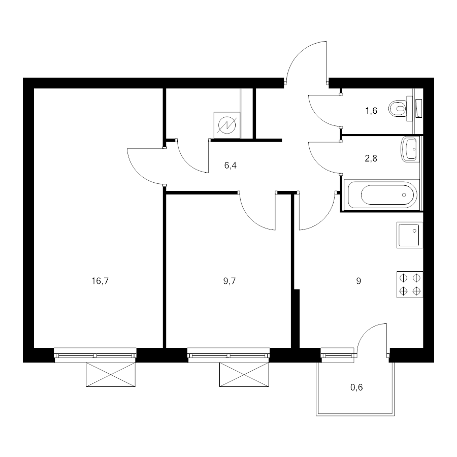 2 ккв 48,6 м²