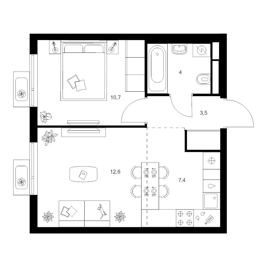 2 ккв (Евро) 38,2 м²