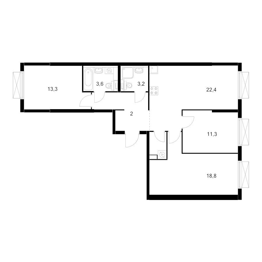 4 ккв (Евро) 82,2 м²