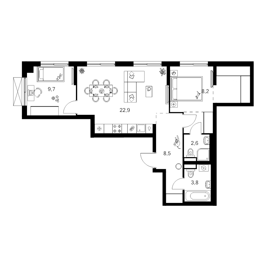 3 ккв (Евро) 63,6 м²