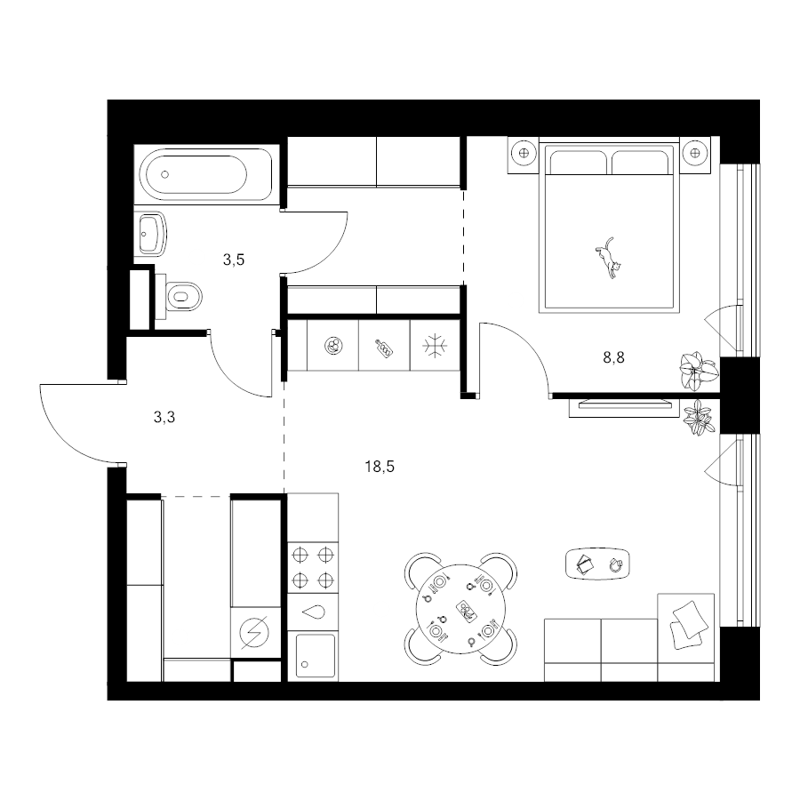 2 ккв (Евро) 41,9 м²