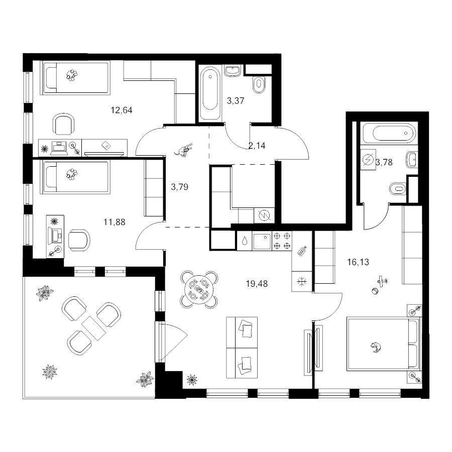4 ккв (Евро) 80,5 м²