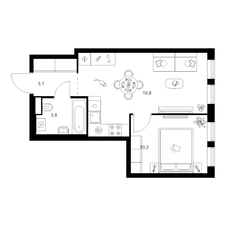 2 ккв (Евро) 37,5 м²