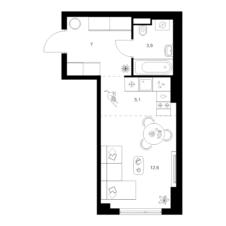 Студия 28,6 м²