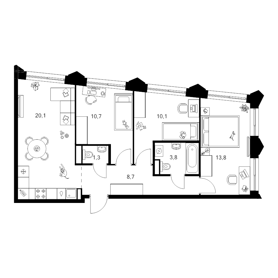 4 ккв (Евро) 68,5 м²