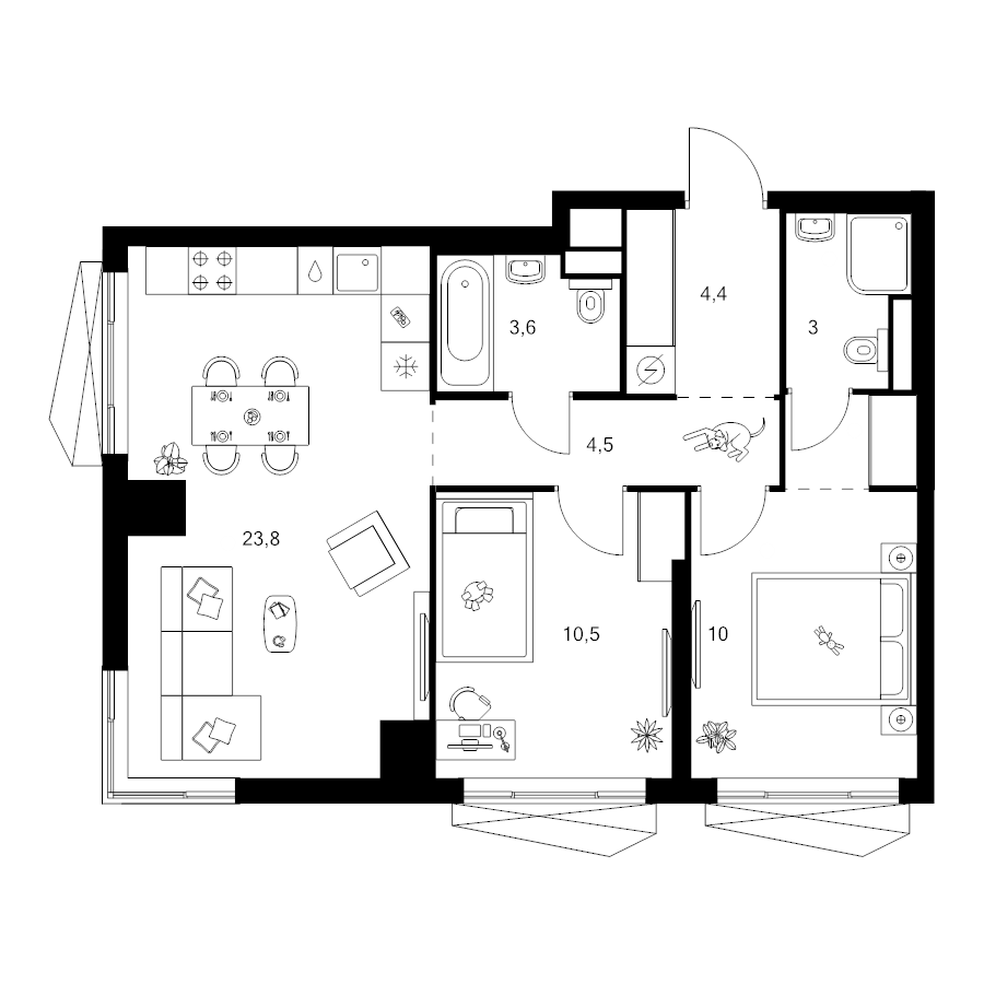 3 ккв (Евро) 61,7 м²