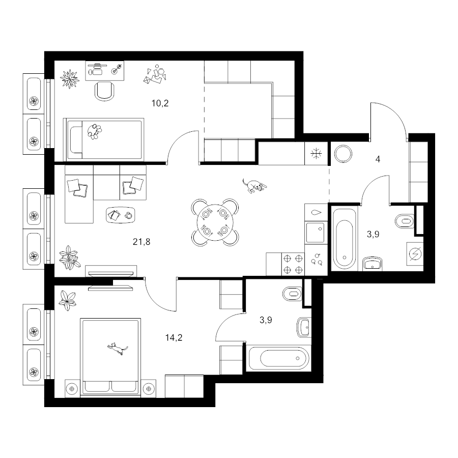 3 ккв (Евро) 63,5 м²