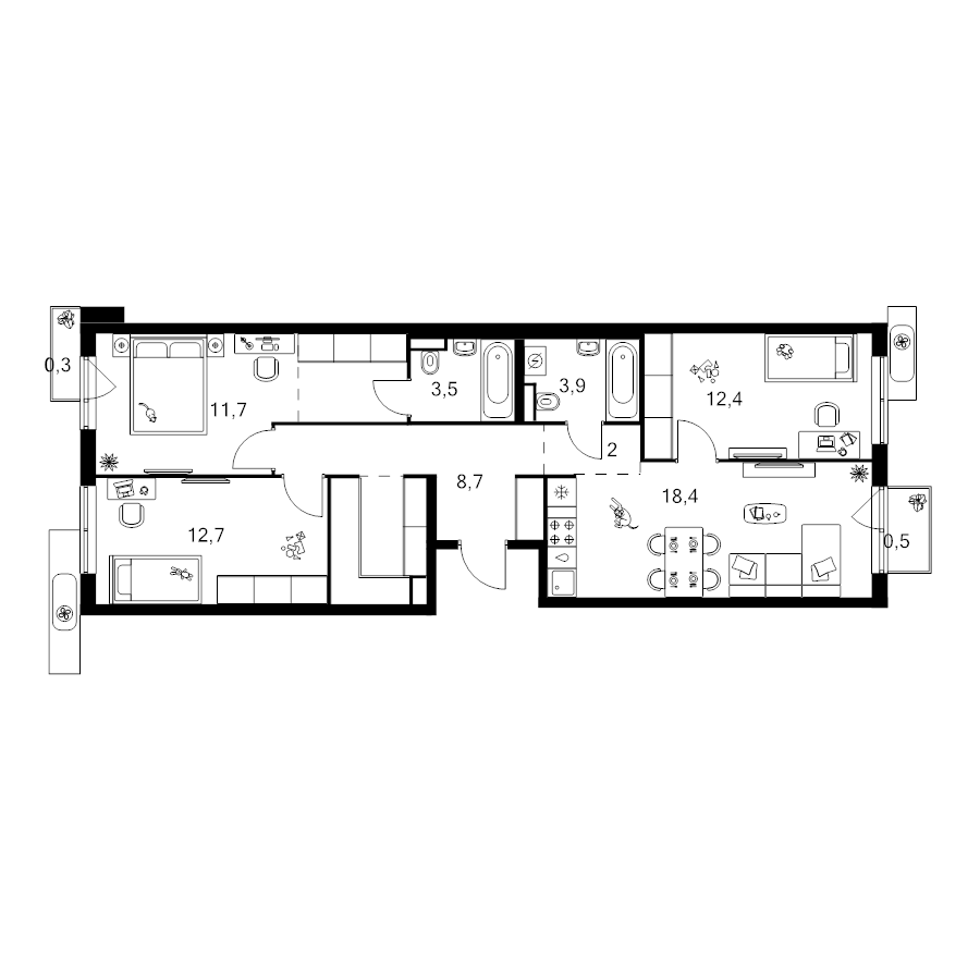 4 ккв (Евро) 83,2 м²