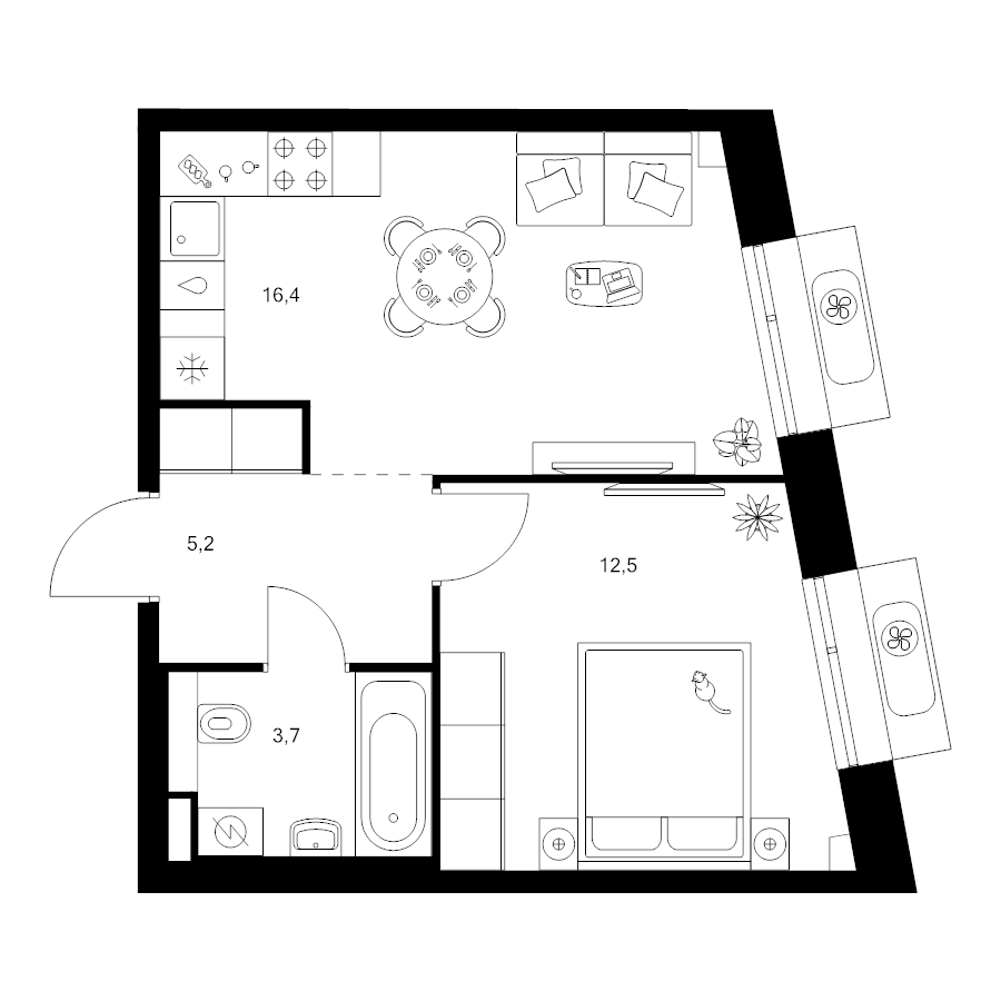 2 ккв (Евро) 37,8 м²