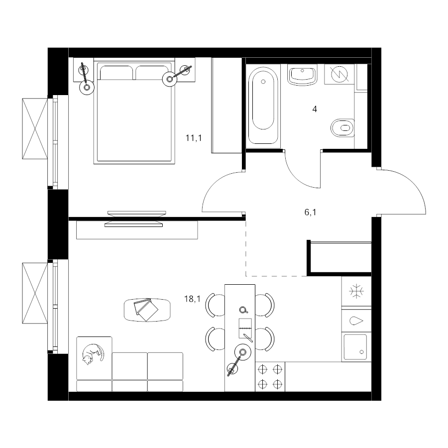 2 ккв (Евро) 39,7 м²