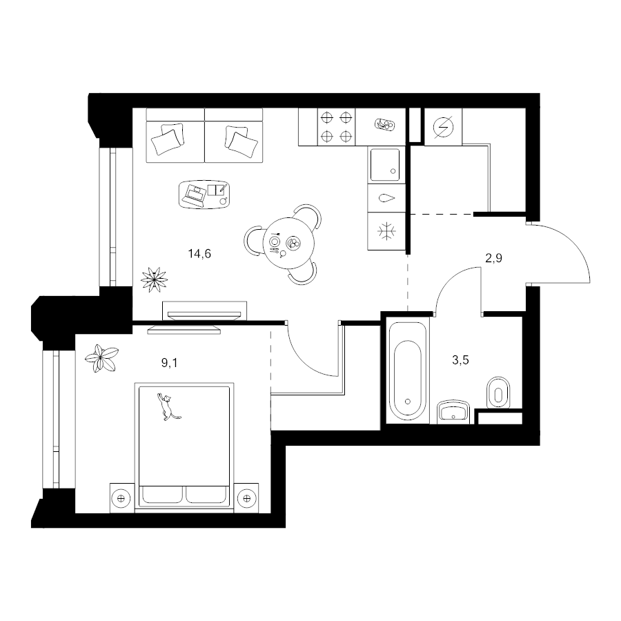 1 ккв 36,3 м²