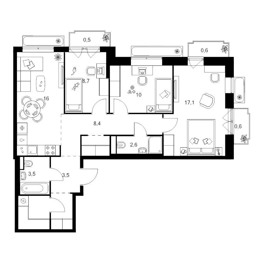 4 ккв (Евро) 79,6 м²