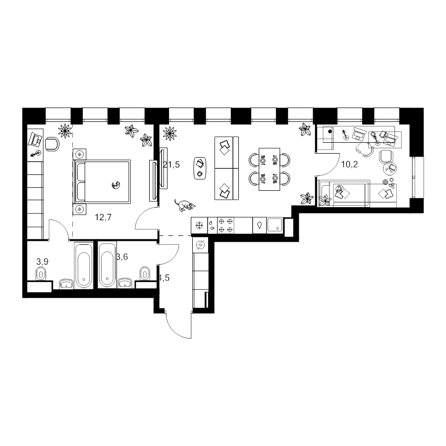 3 ккв (Евро) 63,3 м²
