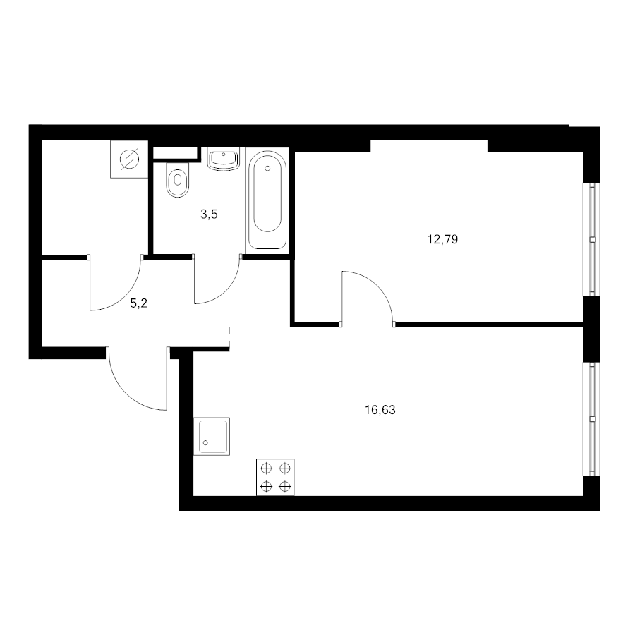 2 ккв (Евро) 41,3 м²