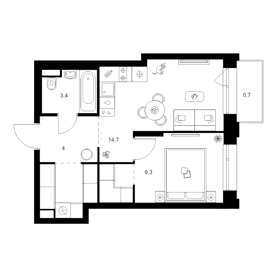 1 ккв 38,1 м²