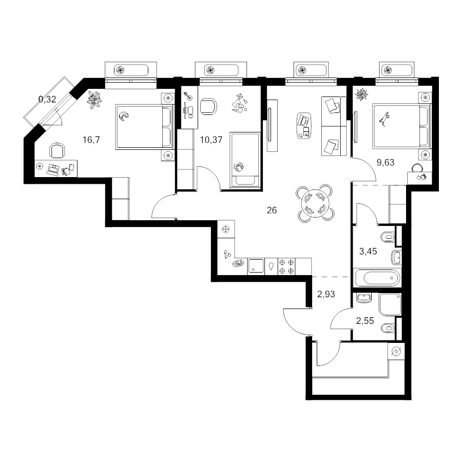 4 ккв (Евро) 80,3 м²