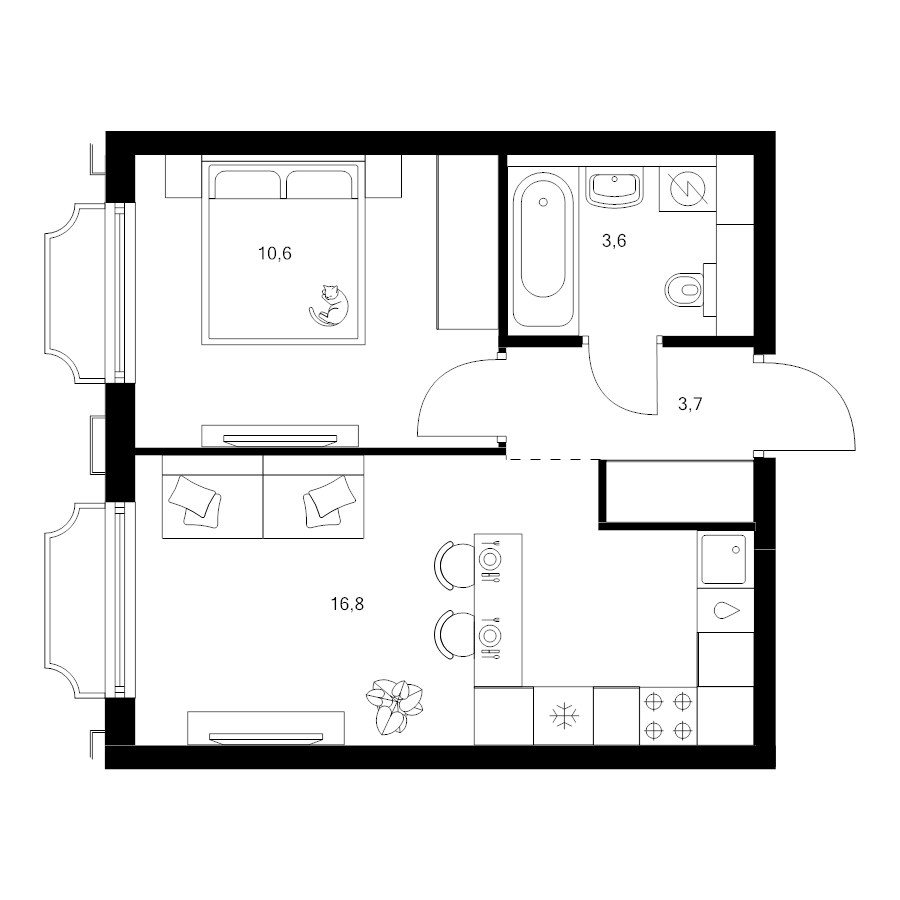 2 ккв (Евро) 34,7 м²