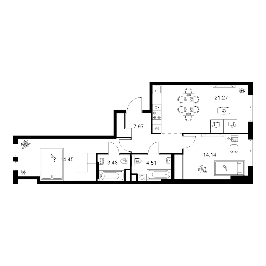 3 ккв (Евро) 68,5 м²