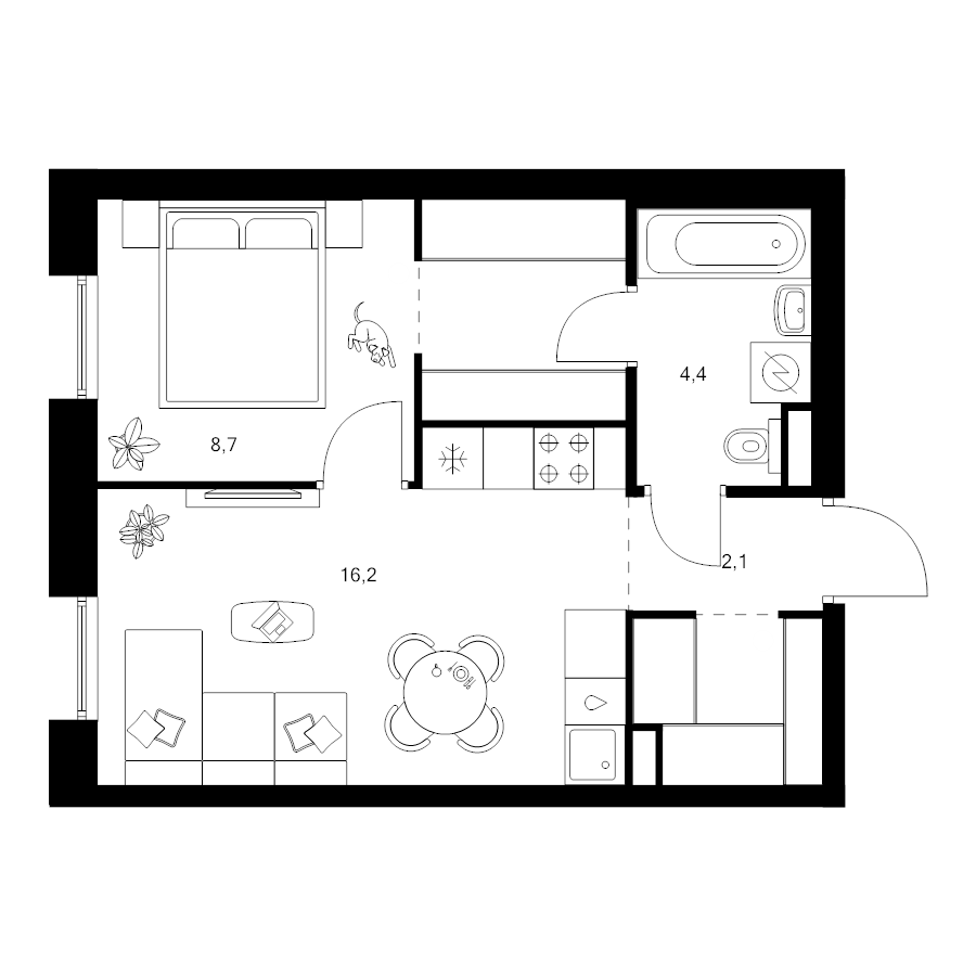 2 ккв (Евро) 38,7 м²
