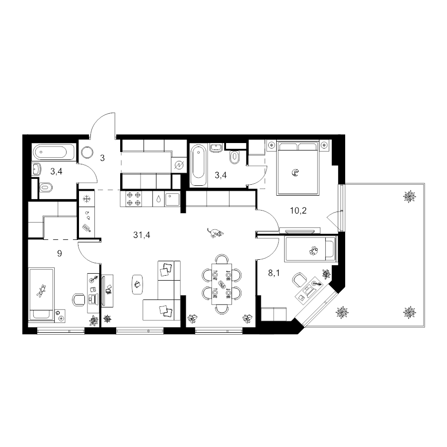 4 ккв (Евро) 81,7 м²