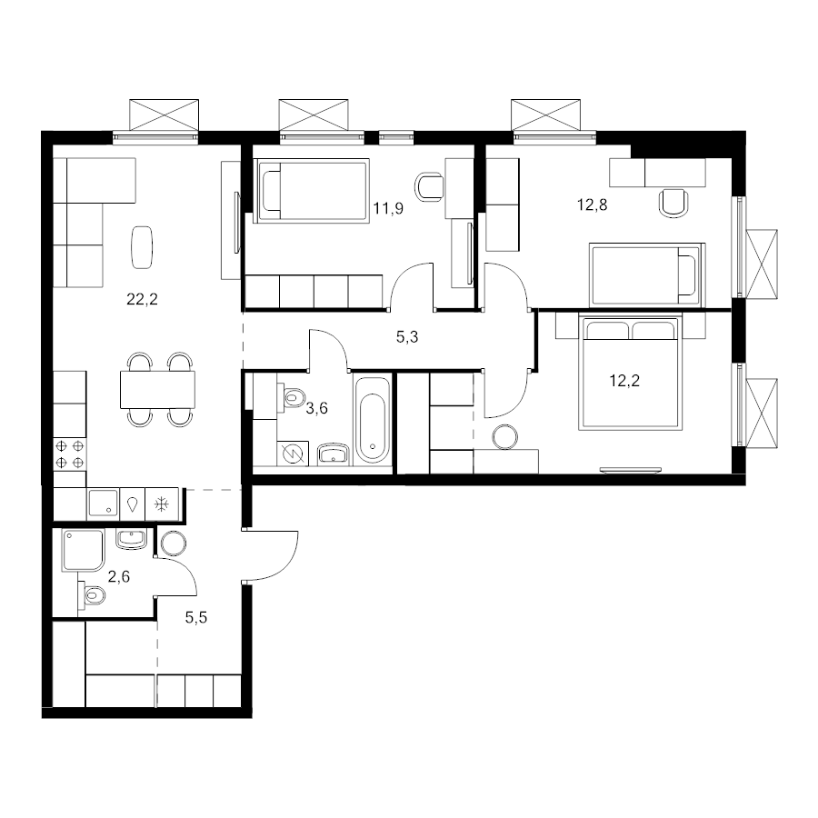 4 ккв (Евро) 81,5 м²