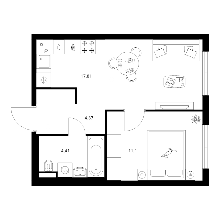 2 ккв (Евро) 37,7 м²