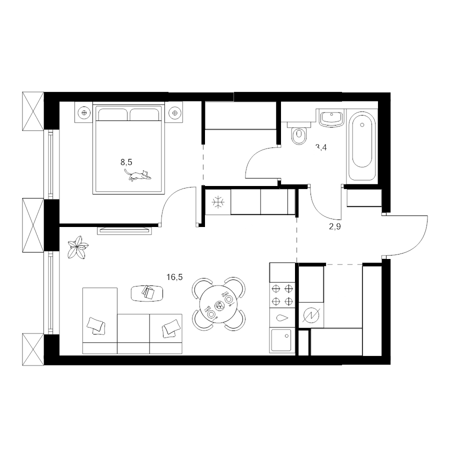 2 ккв (Евро) 37,7 м²