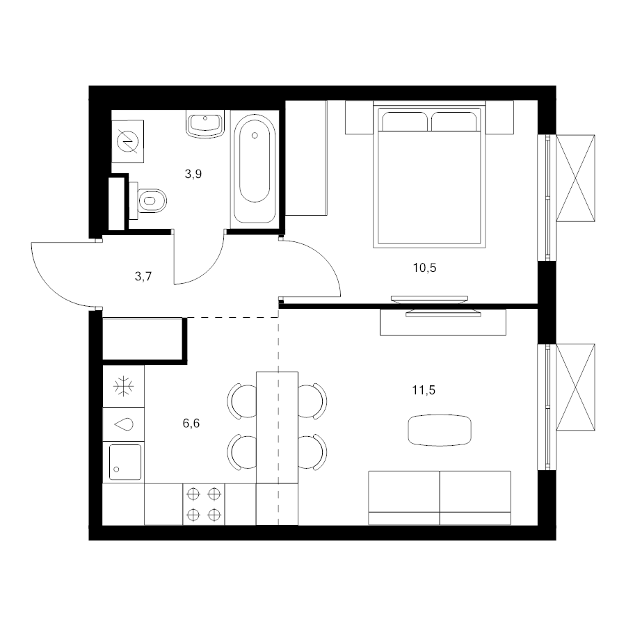 2 ккв (Евро) 36,2 м²