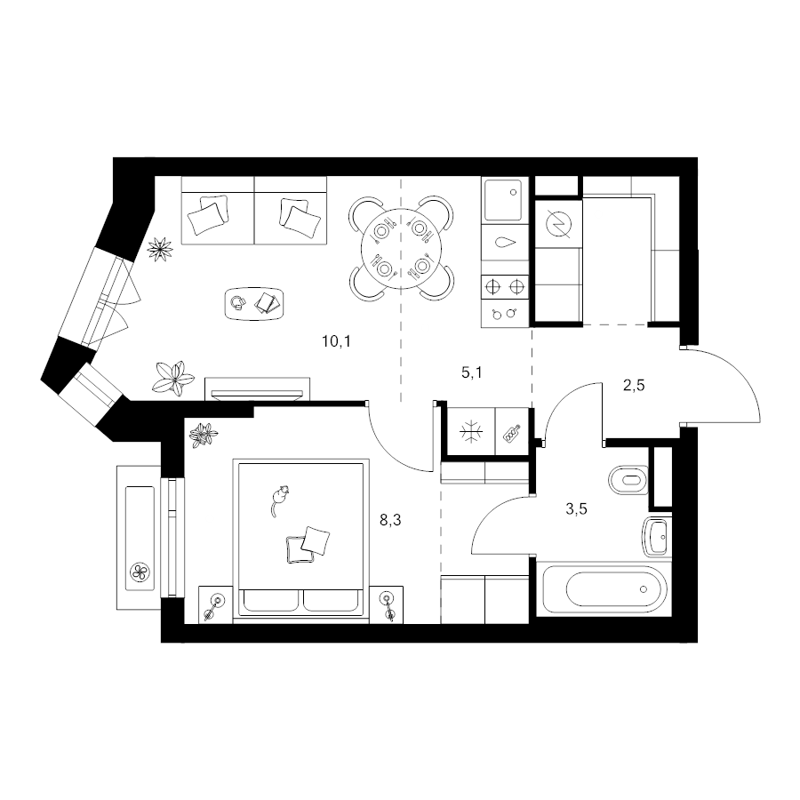 2 ккв (Евро) 35,1 м²