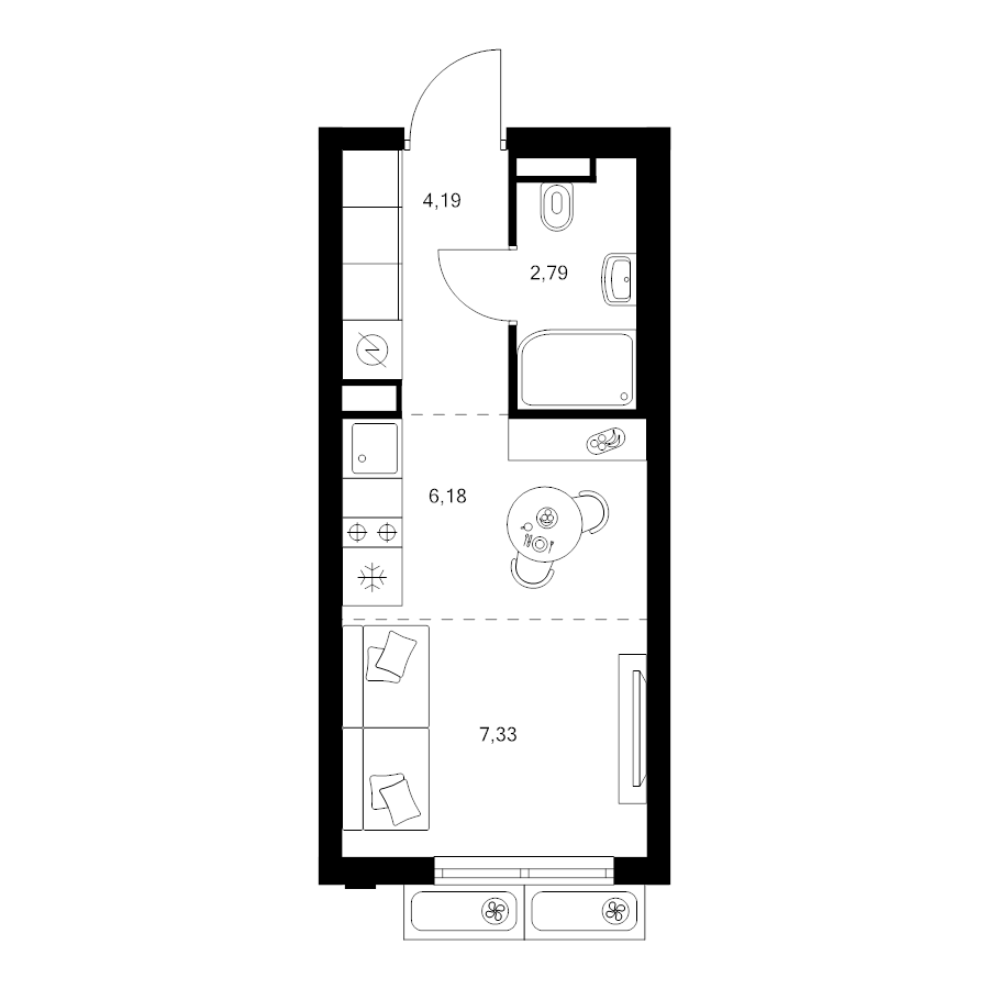Студия 20,5 м²