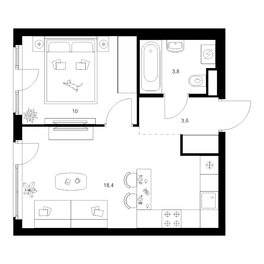 2 ккв (Евро) 35,8 м²