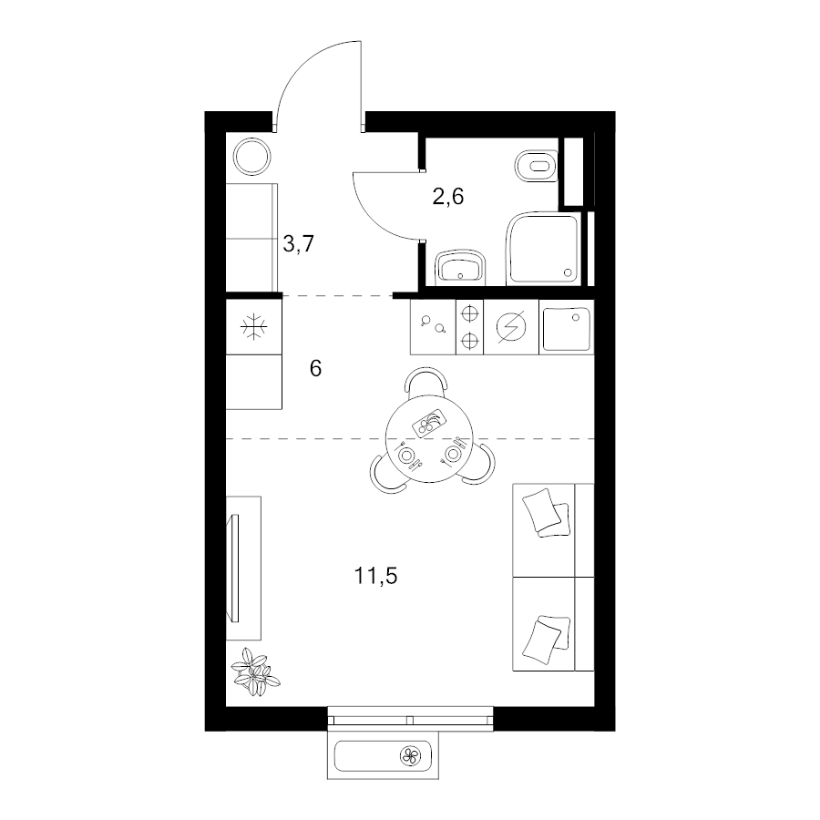 Студия 23,8 м²
