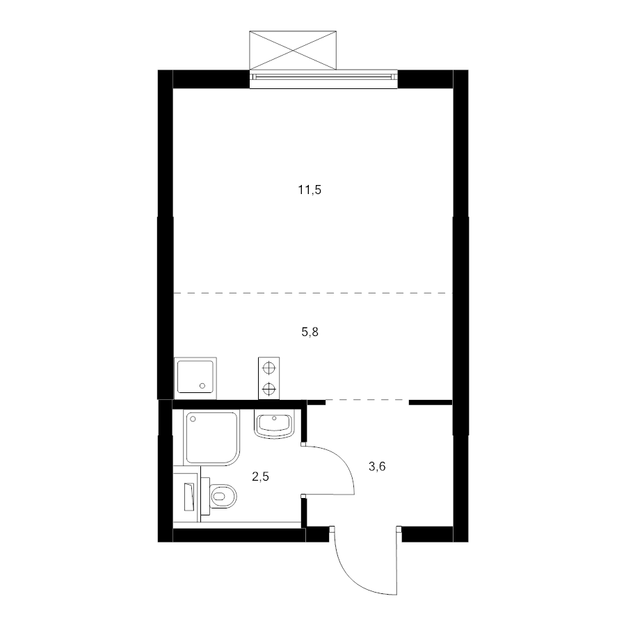 Студия 23,4 м²
